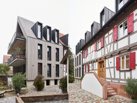 Foto: Stephan Baumann, bild_raum, Karlsruhe Fassade Fachwerkhaus und Anbau