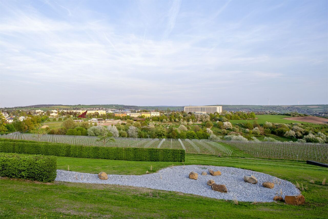 Steinsetzungen - Ausblick in die Kulturlandschaft