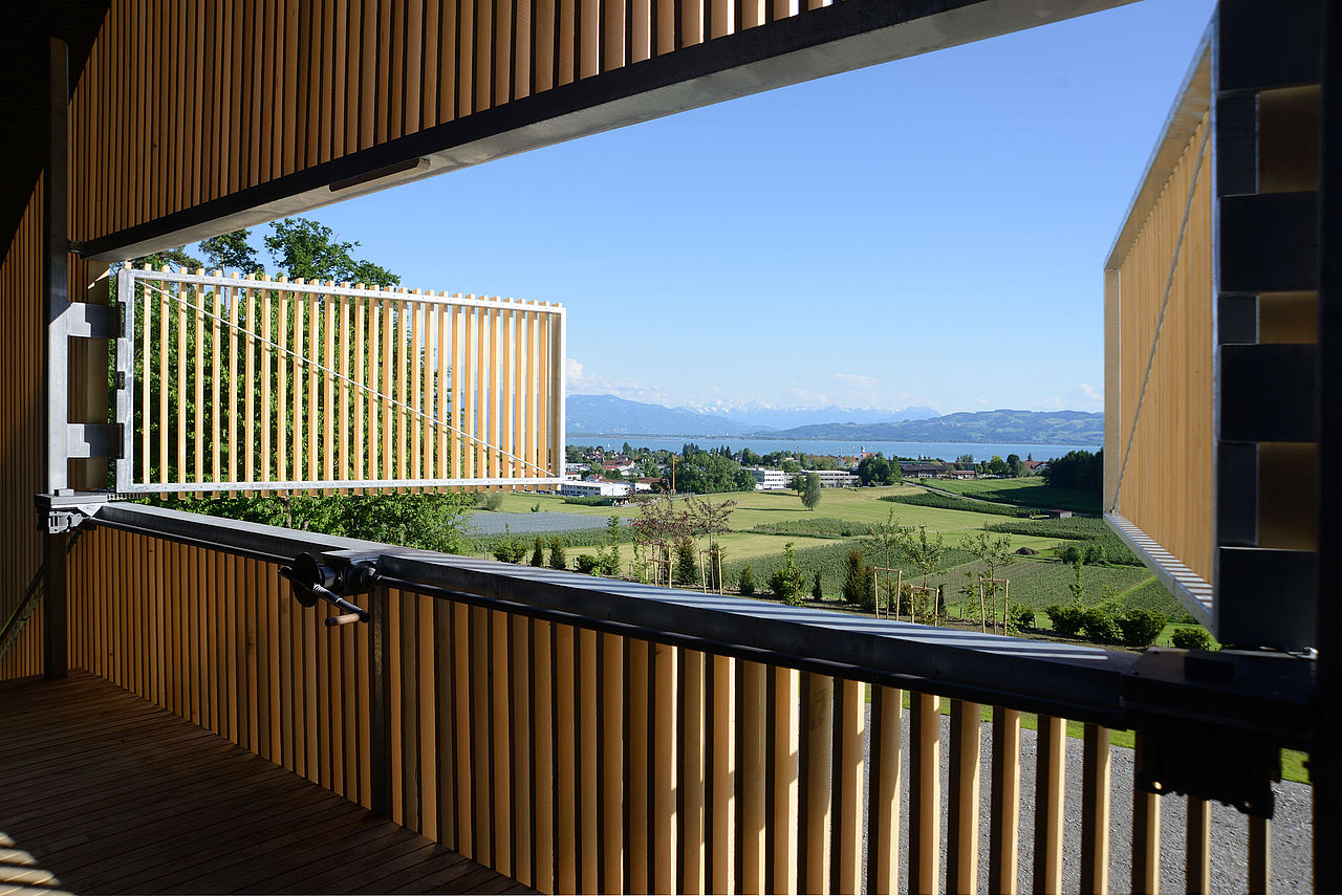 Blick aus dem Obergeschoss Weingut Schmidt am Bodensee, Wasserburg