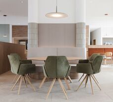 Foto: Florian Faust, tibo ^ architektur , Trier Runde Sitzgruppe Mensa