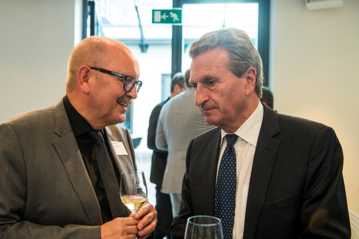 Präsident Gerold Reker und EU-Kommissar Günther Oettinger im Gespräch