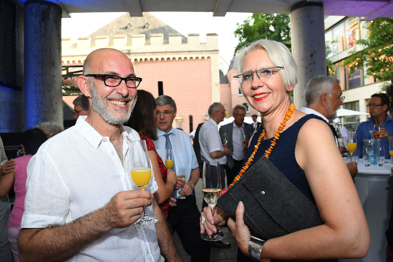 Architekt Luigi Sinopoli und Architektin Ina Seddig, Sprecherin der Kammer Main/Mainz-Bingen im Gespräch 