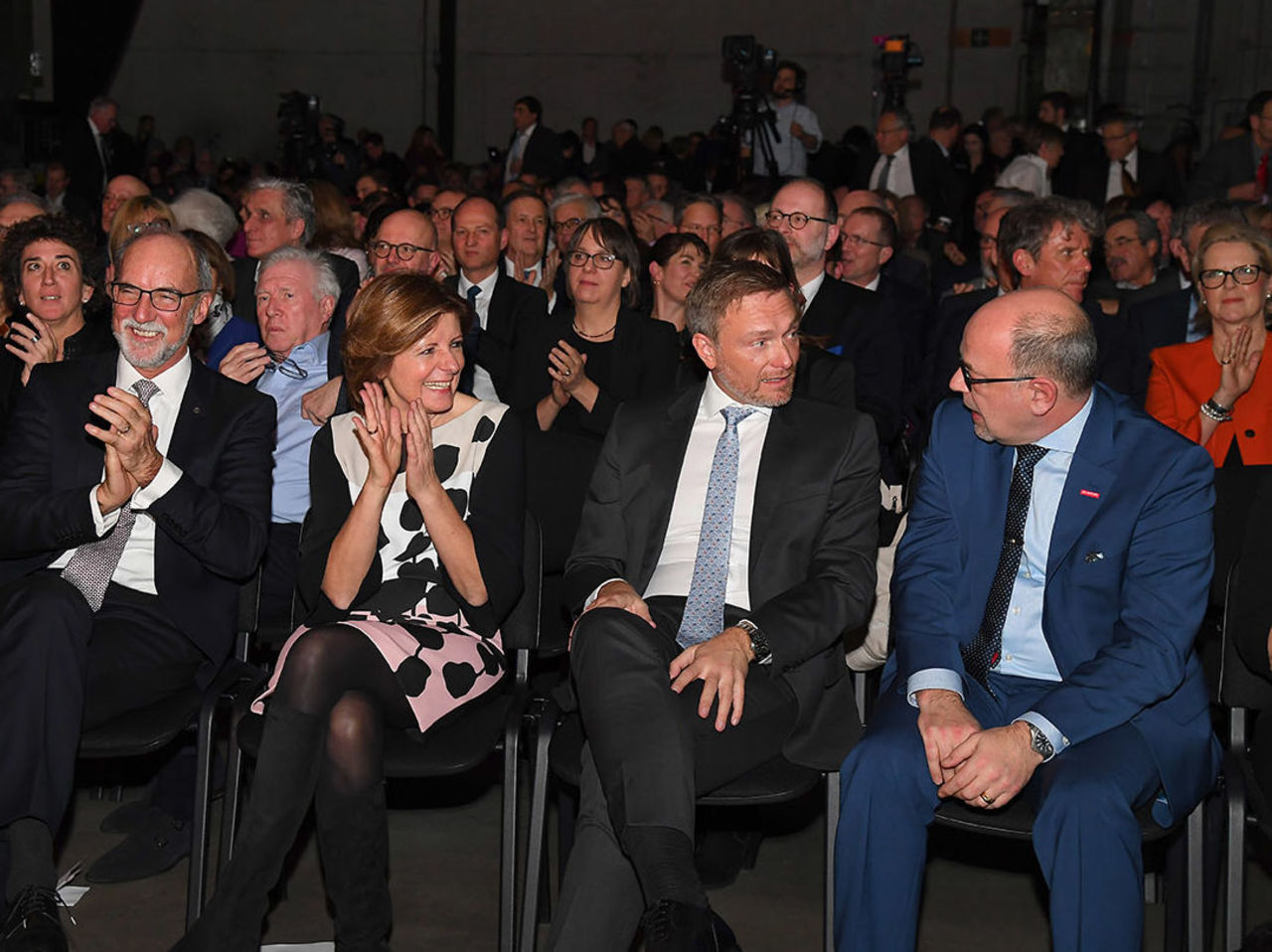 IHK-Präsident Dr. Engelbert J. Günster, Ministerpräsidentin Malu Dreyer, FDP-Bundesvorsitzender Christian Lindner, Handwerkskammer-Präsident Hans-Jörg Friese 