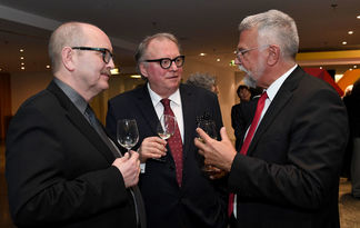 Gerold Reker, Präsident der Architektenkammer mit Walter Schumacher, Staatssekretär A.D. und Frank Böhme, Vizepräsident der Architektenkammer