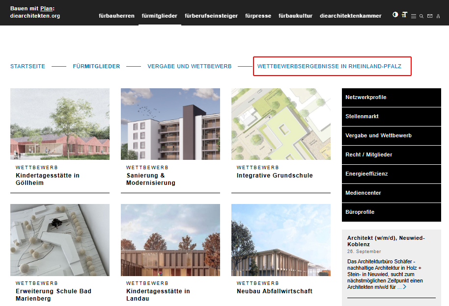 Screenshot der Website