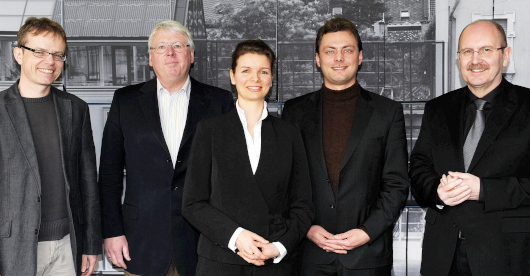 Gruppenfoto mit Andreas Hartenfels, Hermann-Josef Ehrenberg, Dr. Elena Wiezorek, Daniel Köbler und Gerold Reker