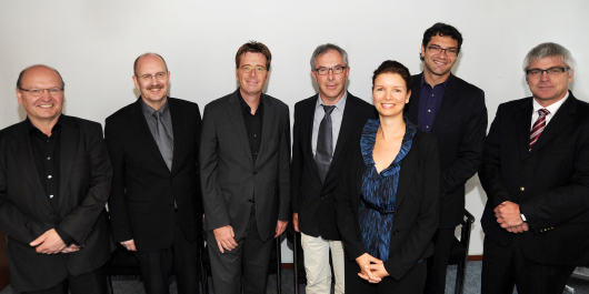 Gruppenfoto mit Ernst Wolfgang Eichler, Vizepräsident der Kammer, Gerold Reker, Kammer präsident, Staatsminister Dr. Carsten Kühl, Manfred Müller, Vizepräsident der Kammer, Dr. Elen