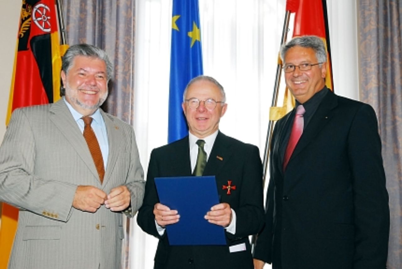 Ministerpräsident Kurt Beck, Günther Franz und Kammerpräsident Stefan Musil